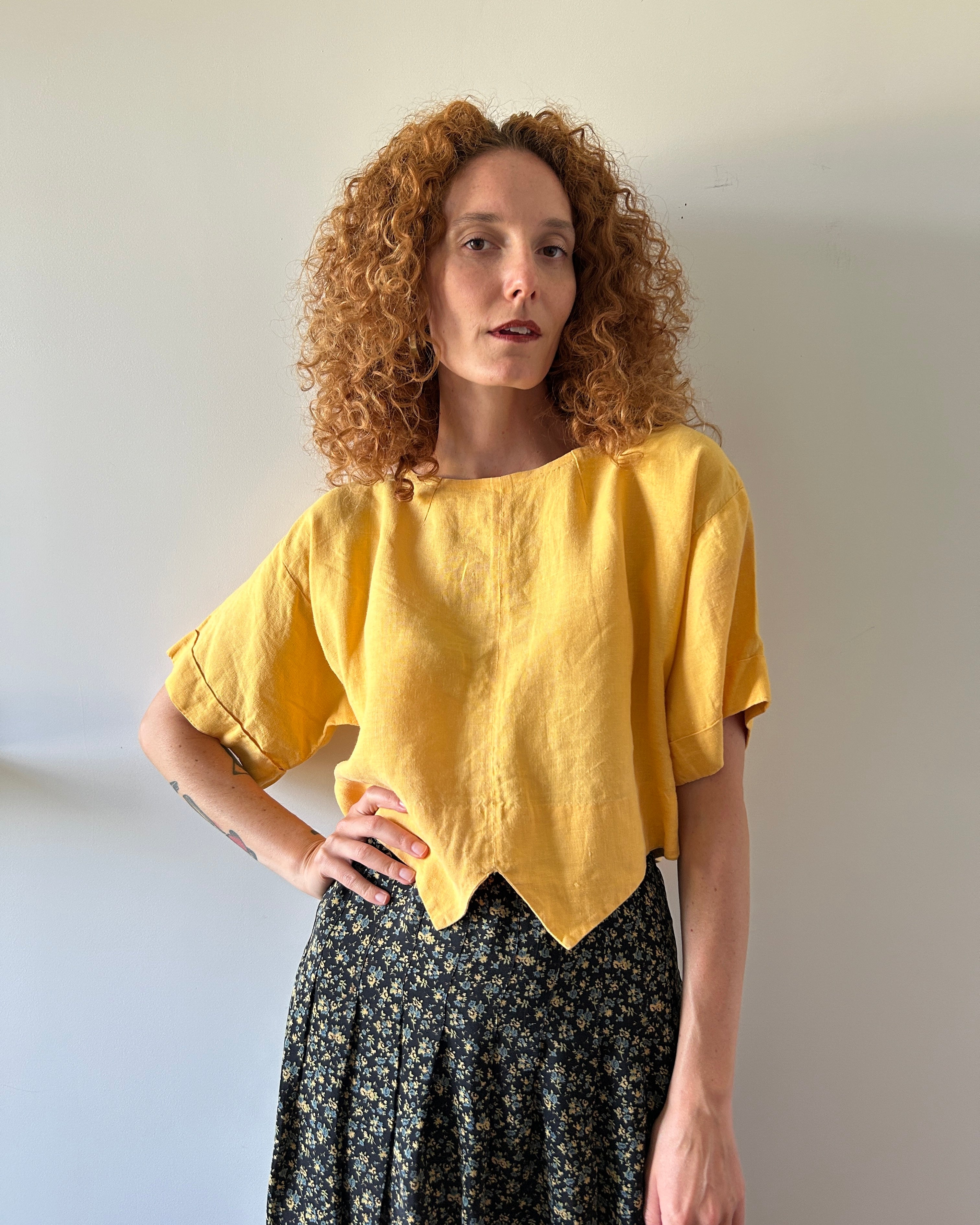 Camicia crop gialla